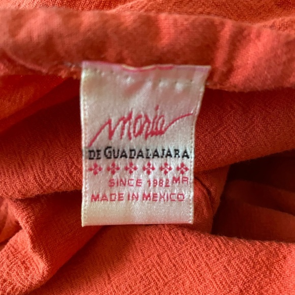 Maria de Guadalajara Womens poncho wrap Top Fringe Salmon Coral 100% cotton - Picture 5 of 8